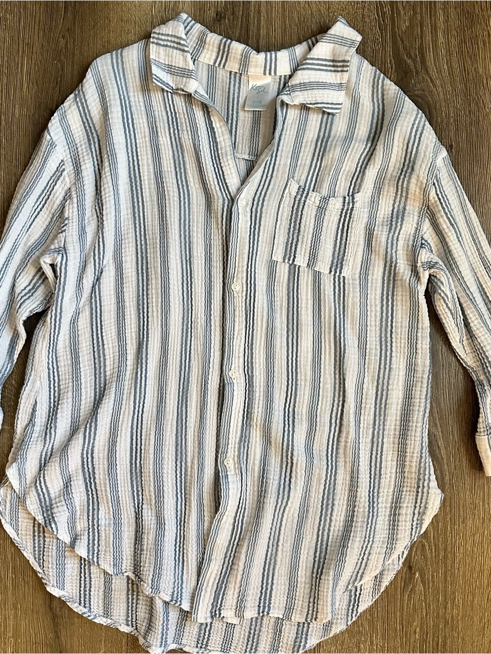 Kona Sol Blue and White Striped Swim Coverup
